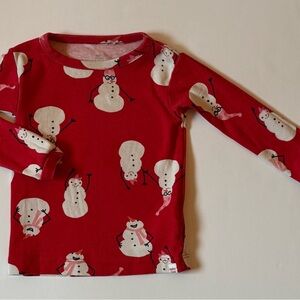 Baby Gap Festive Red Snowman Long-Sleeved Shirt 12-18M EUC